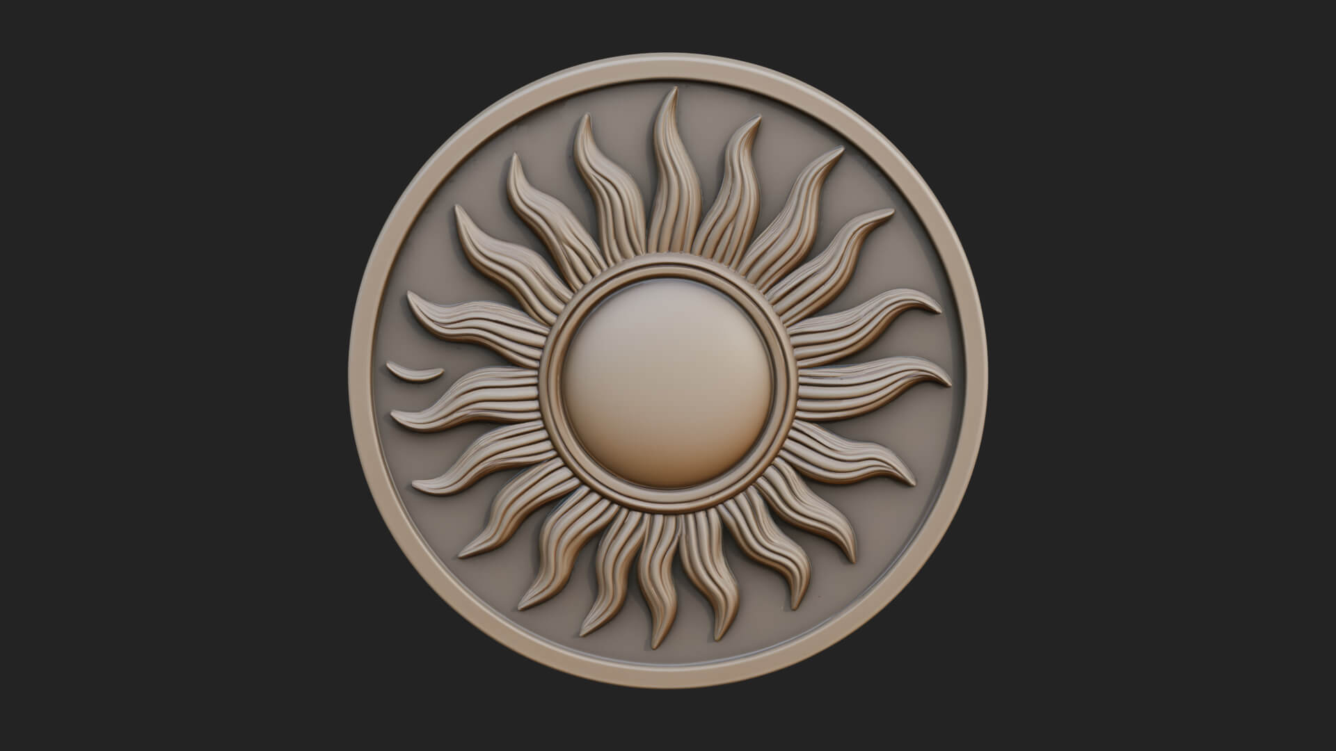 Flame Ray Sun Disc Plaque Design 1 3D Print Model 3D Model