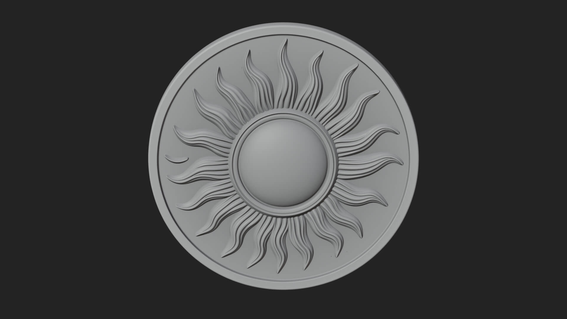 Flame Ray Sun Disc Plaque Design 1 3D Print Model 3D Model