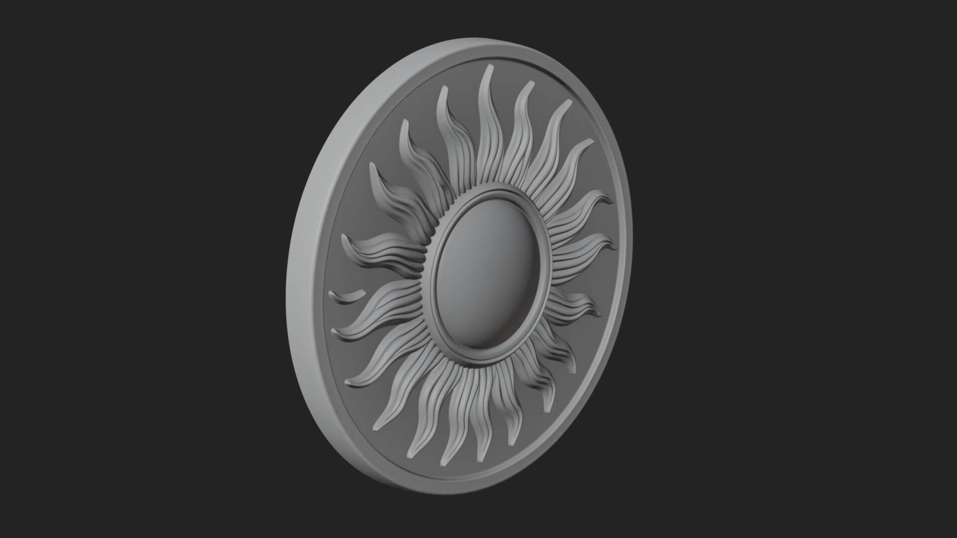 Flame Ray Sun Disc Plaque Design 1 3D Print Model 3D Model