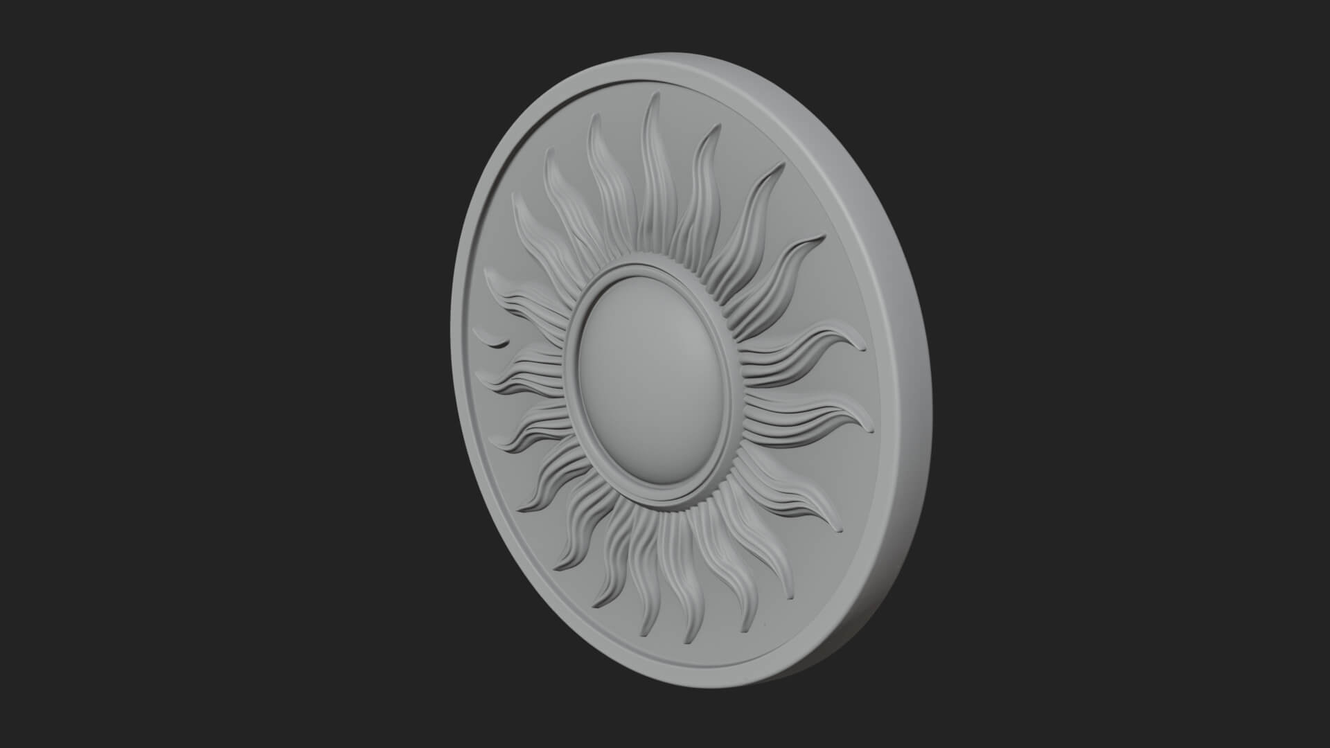 Flame Ray Sun Disc Plaque Design 1 3D Print Model 3D Model