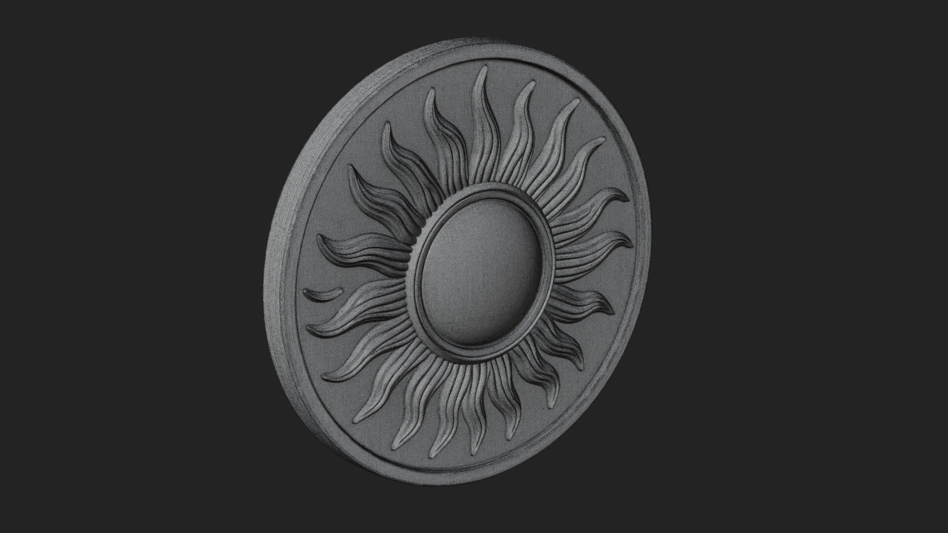 Flame Ray Sun Disc Plaque Design 1 3D Print Model 3D Model
