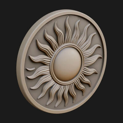 Flame Ray Sun Disc Plaque Design 1 3D Print Model