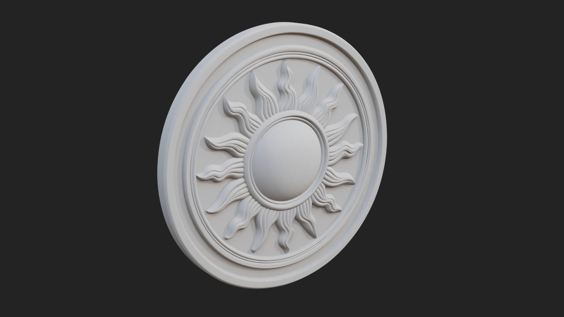 Flame Ray Sun Disc Plaque Design 2 3D Print Model 3D Model