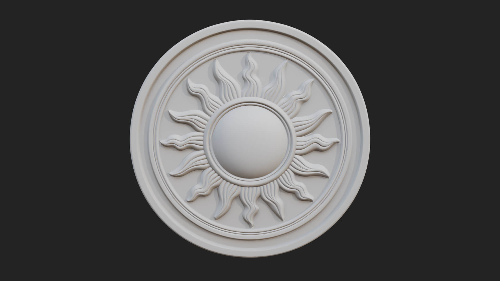 Flame Ray Sun Disc Plaque Design 2 3D Print Model 3D Model