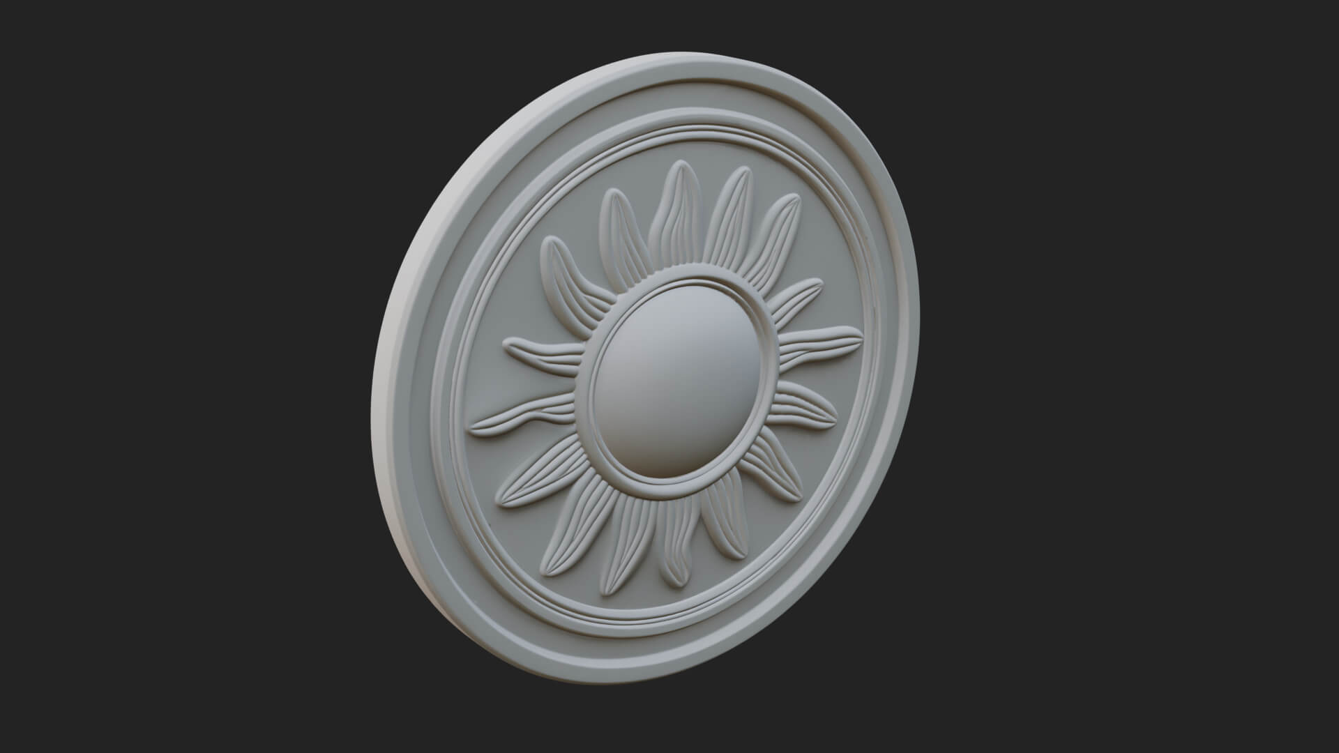 Flame Ray Sun Disc Plaque Design 2 3D Print Model 3D Model