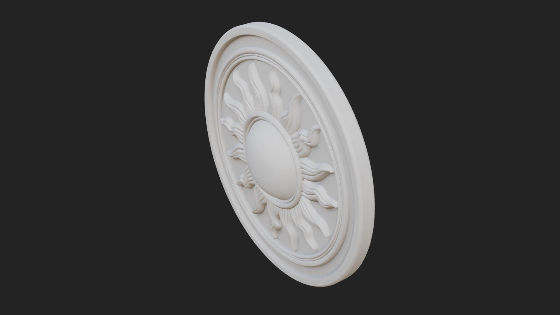 Flame Ray Sun Disc Plaque Design 2 3D Print Model 3D Model