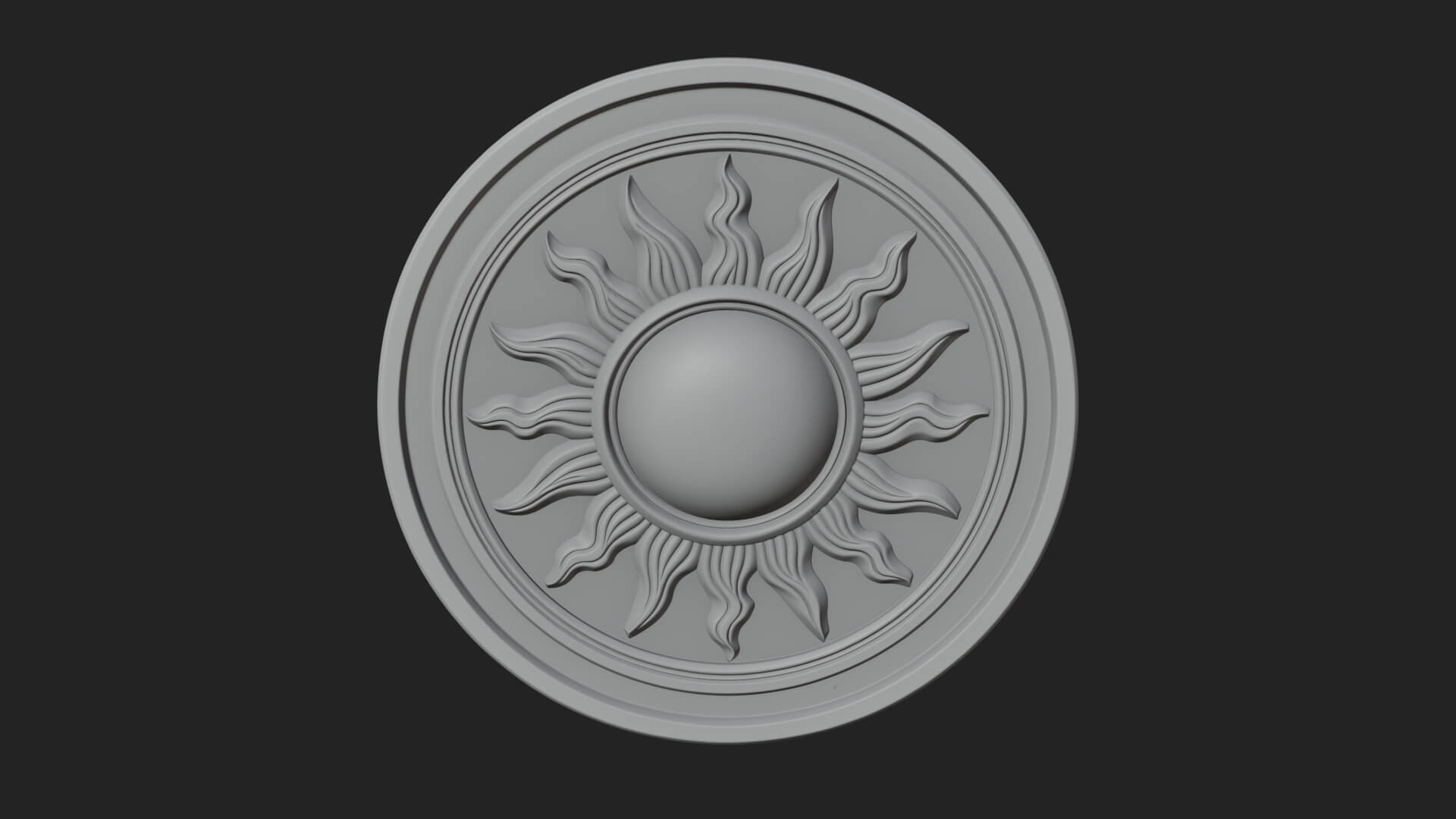 Flame Ray Sun Disc Plaque Design 2 3D Print Model 3D Model