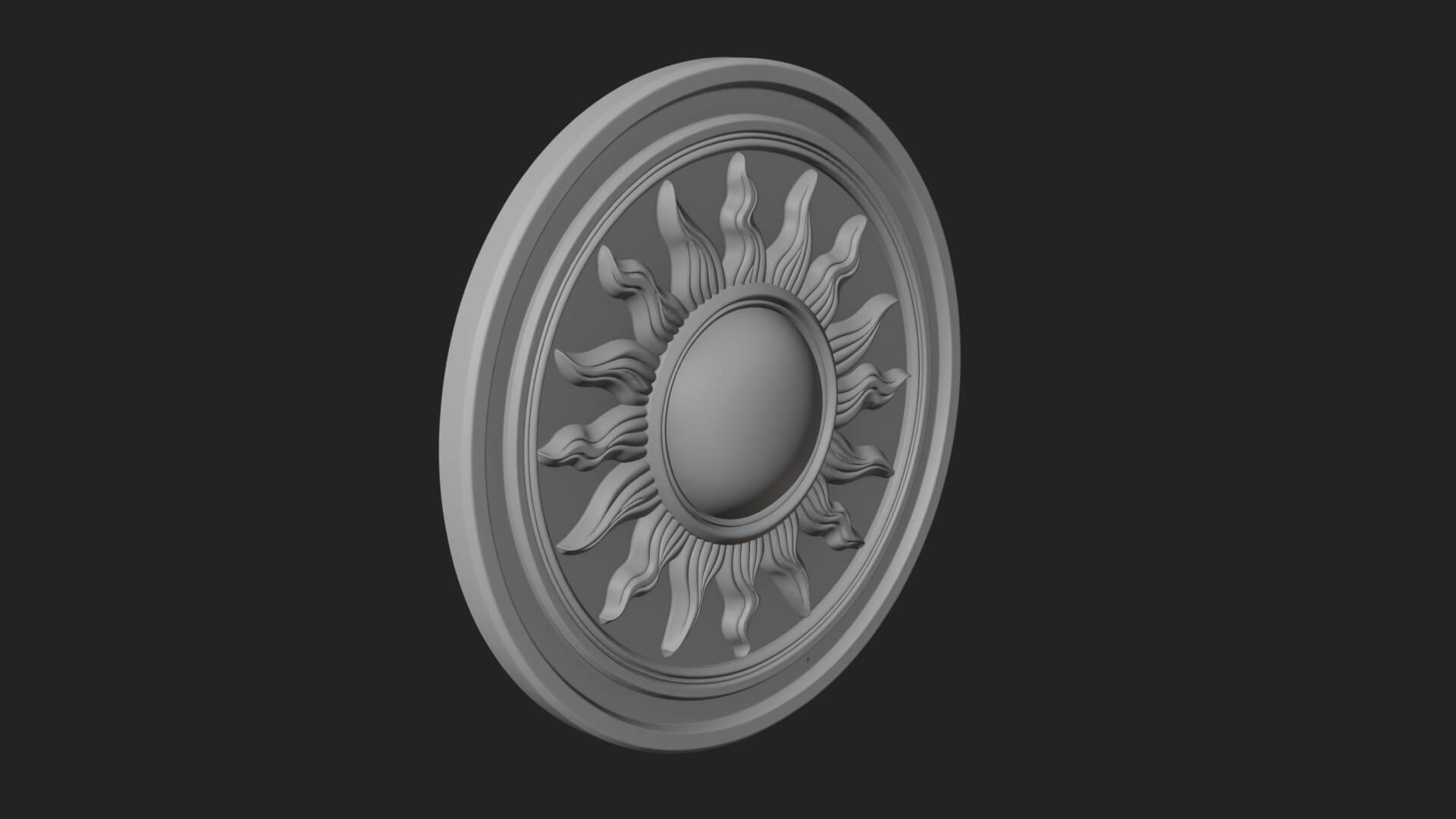 Flame Ray Sun Disc Plaque Design 2 3D Print Model 3D Model