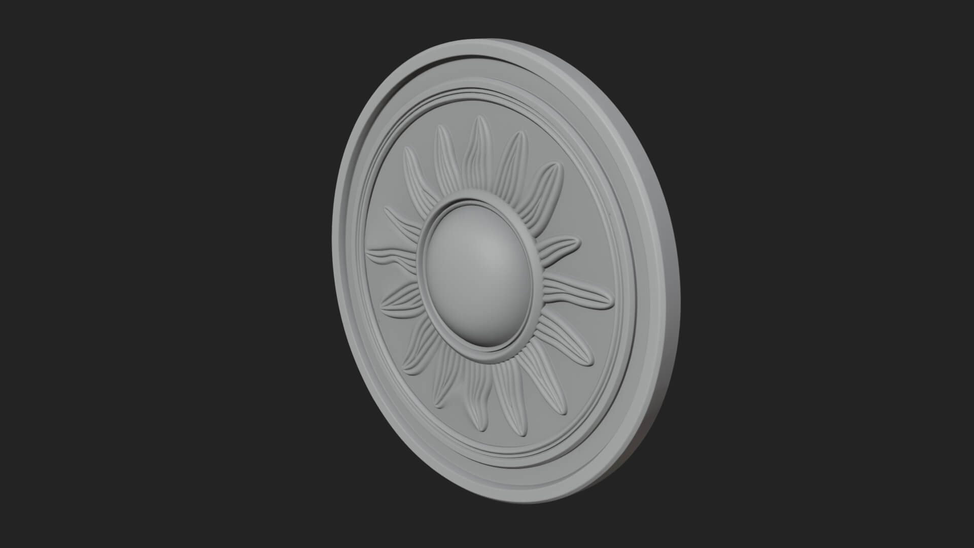 Flame Ray Sun Disc Plaque Design 2 3D Print Model 3D Model