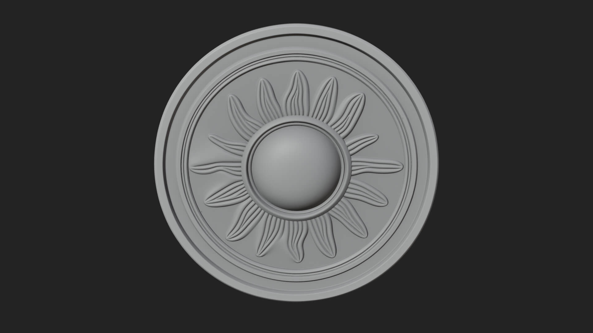 Flame Ray Sun Disc Plaque Design 2 3D Print Model 3D Model