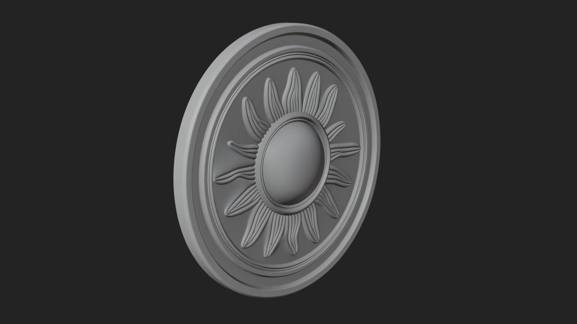 Flame Ray Sun Disc Plaque Design 2 3D Print Model 3D Model