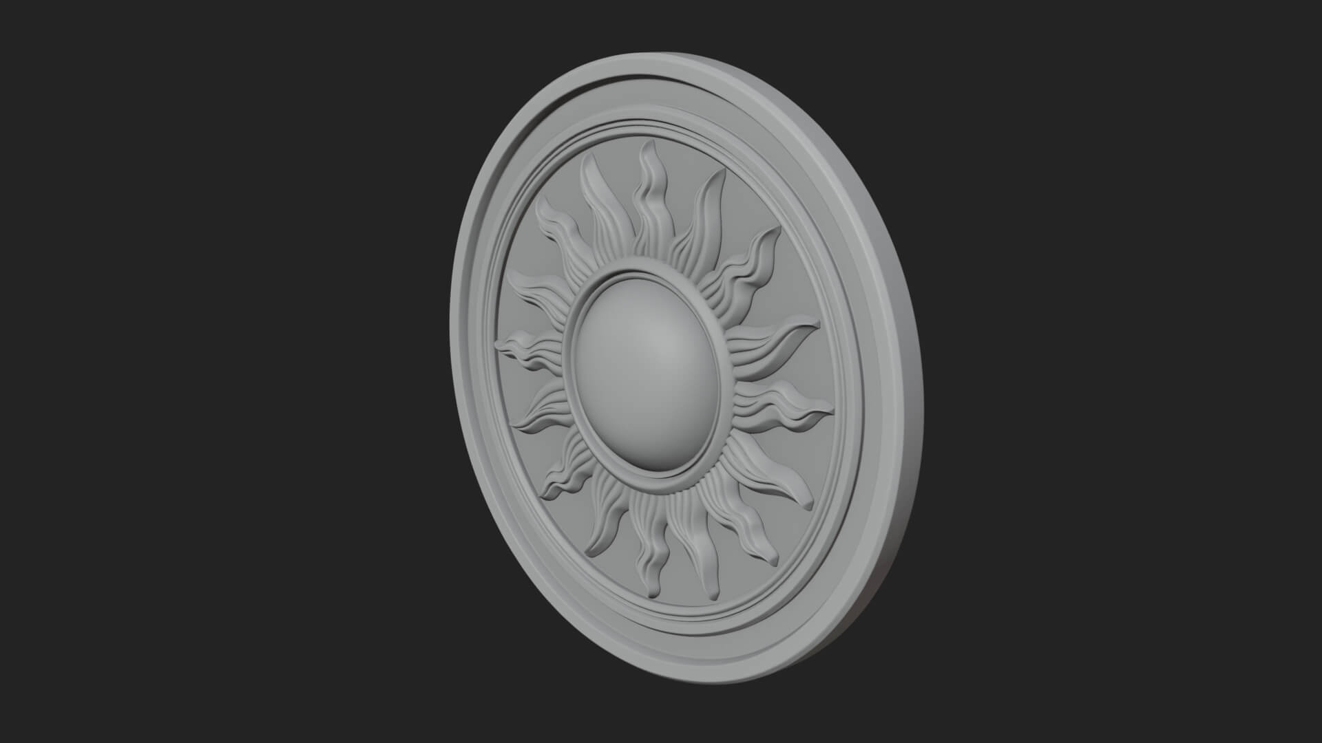 Flame Ray Sun Disc Plaque Design 2 3D Print Model 3D Model