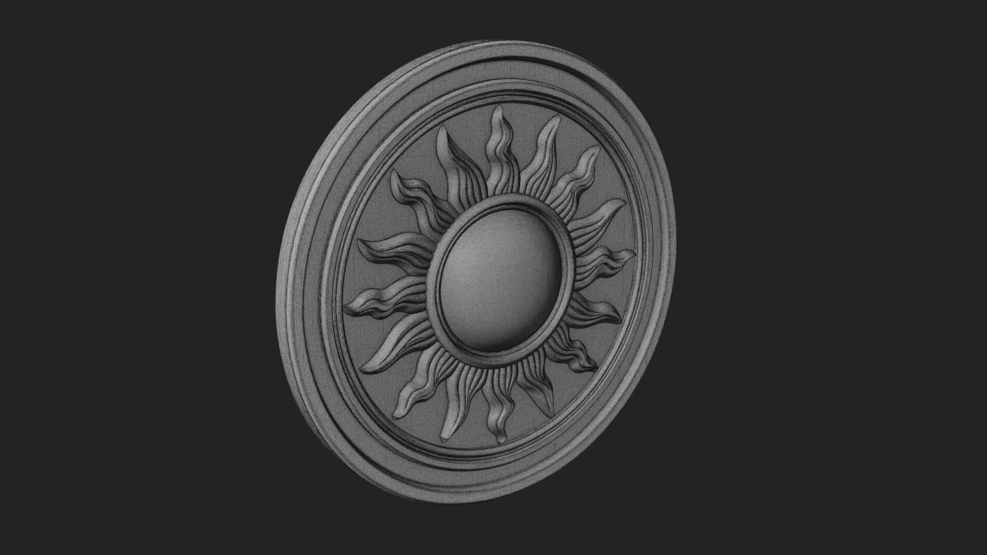Flame Ray Sun Disc Plaque Design 2 3D Print Model 3D Model