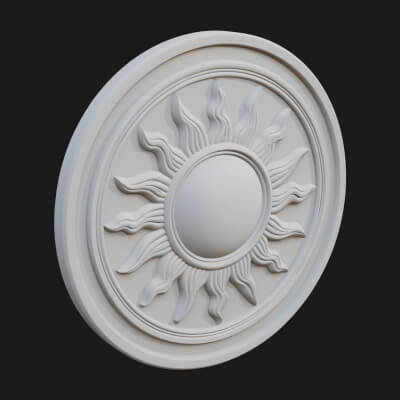 Flame Ray Sun Disc Plaque Design 2 3D Print Model