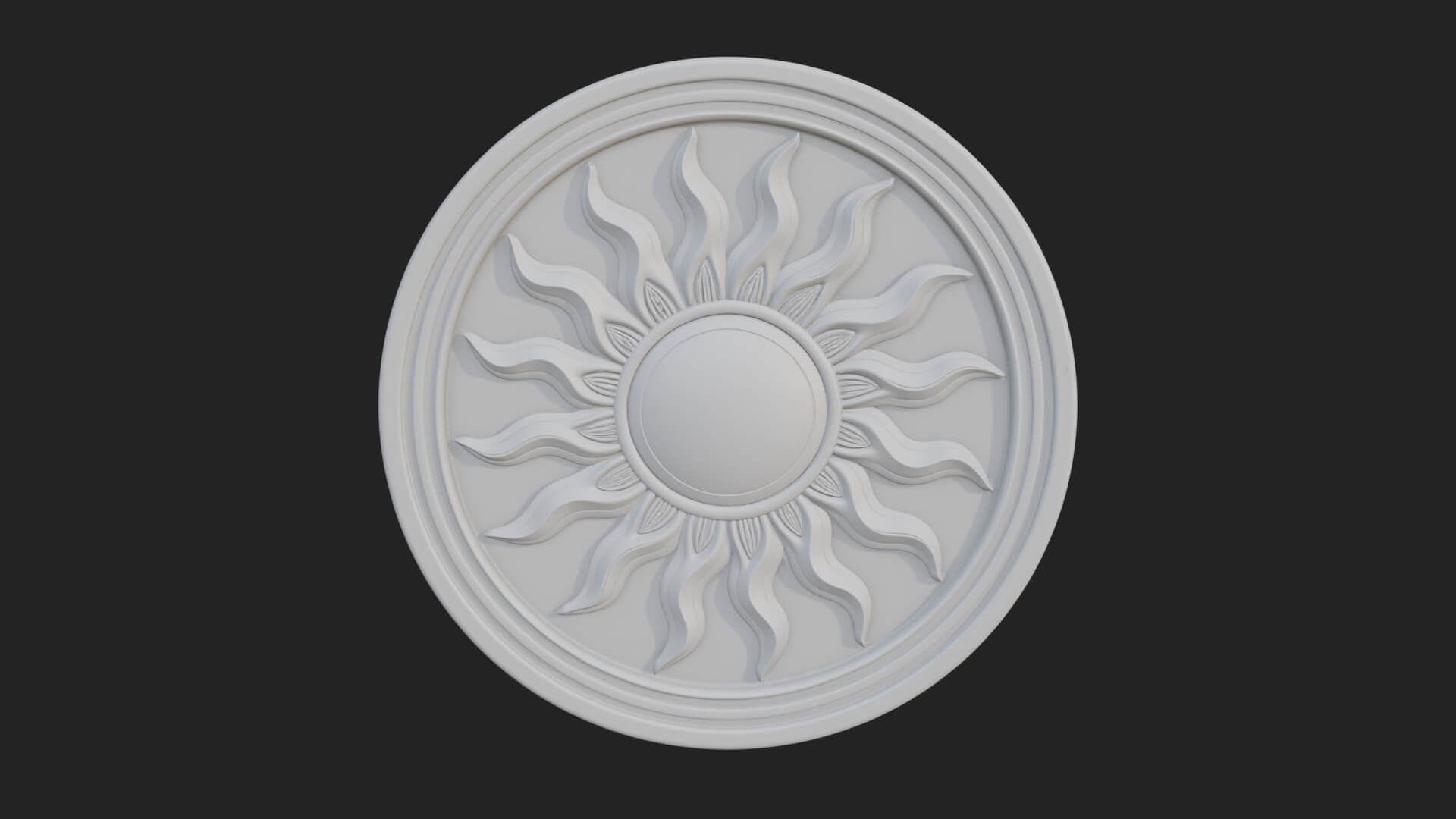 Flame Ray Sun Disc Plaque Design 3 3D Print Model 3D Model