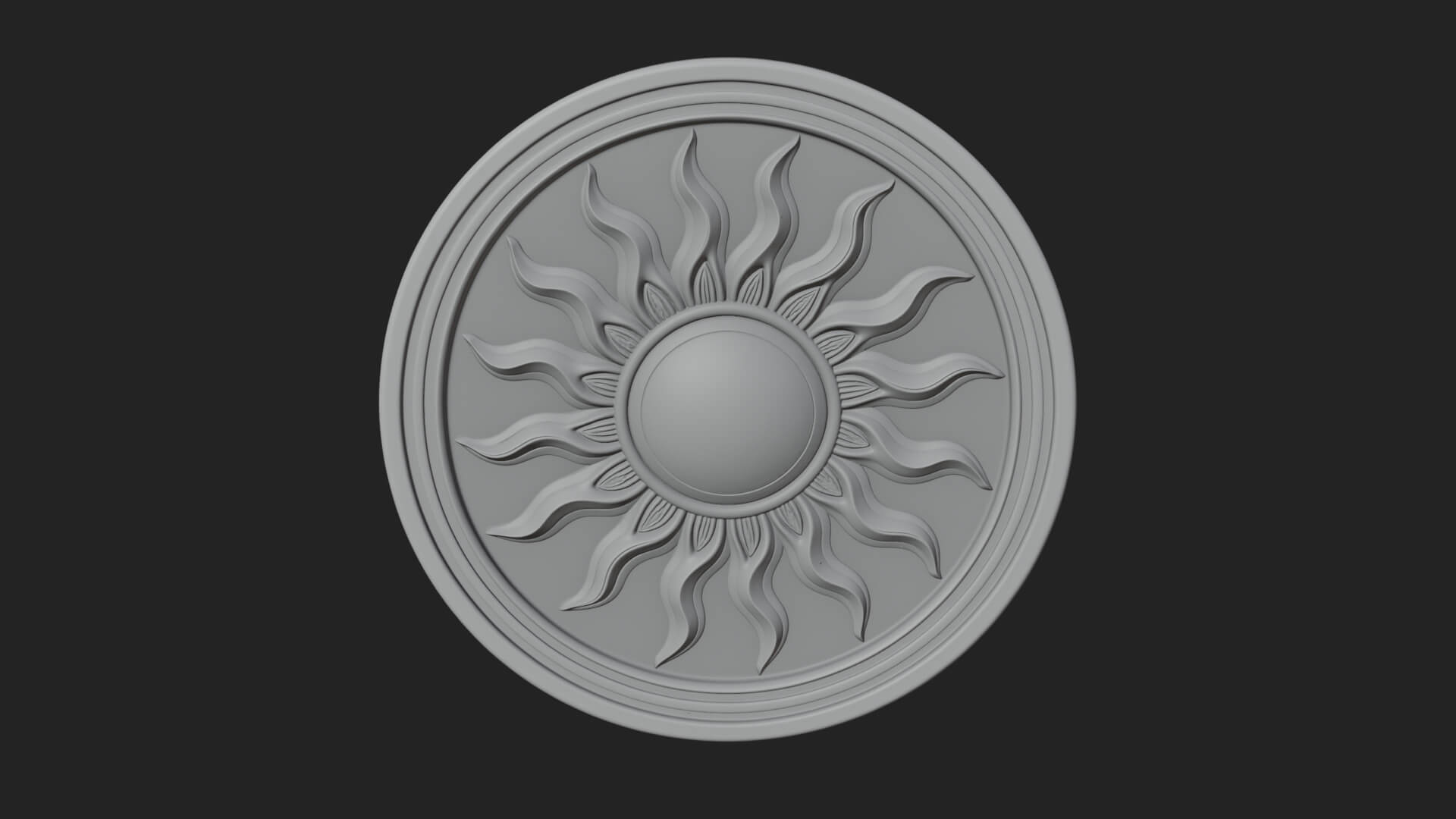 Flame Ray Sun Disc Plaque Design 3 3D Print Model 3D Model