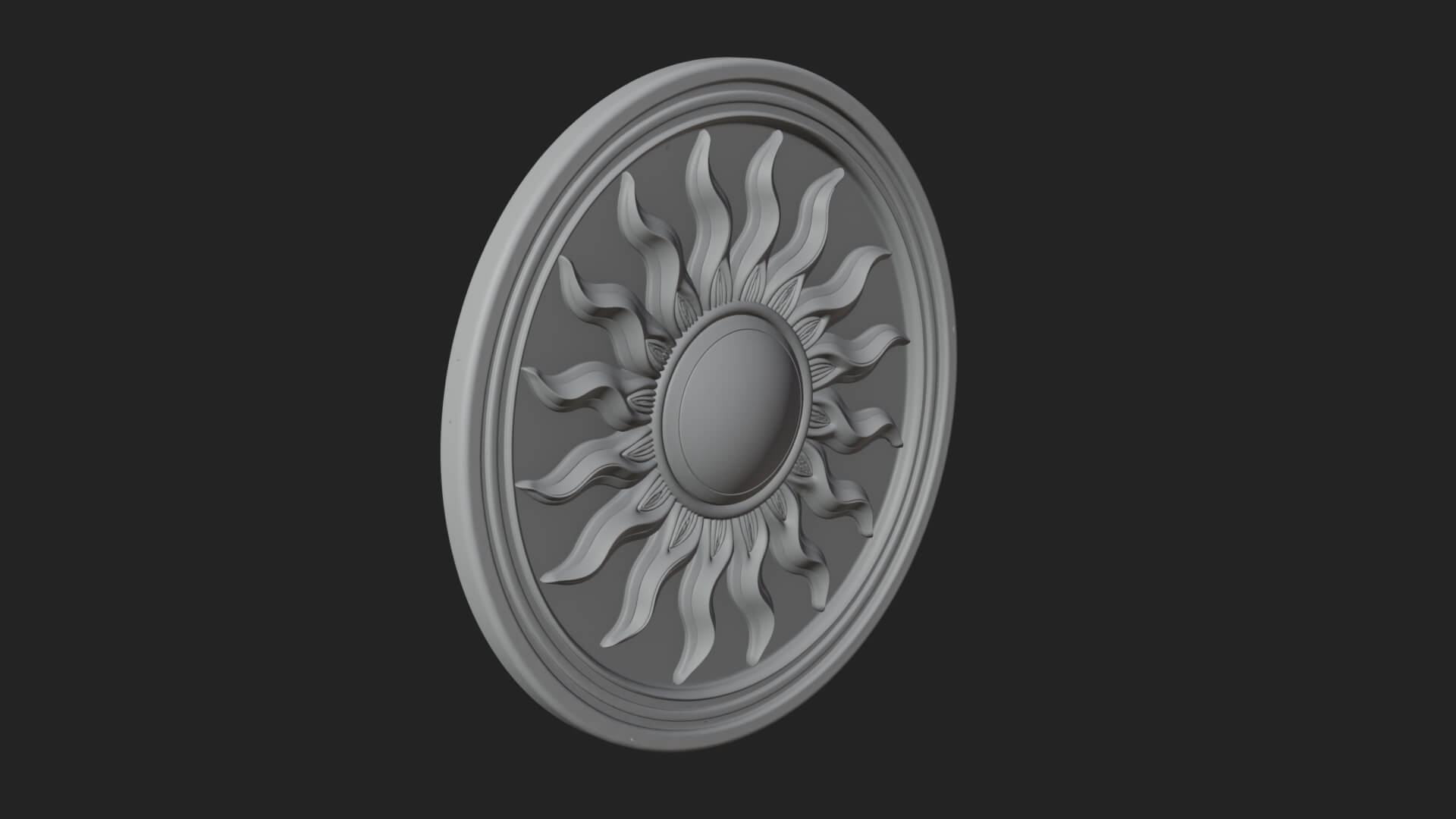 Flame Ray Sun Disc Plaque Design 3 3D Print Model 3D Model