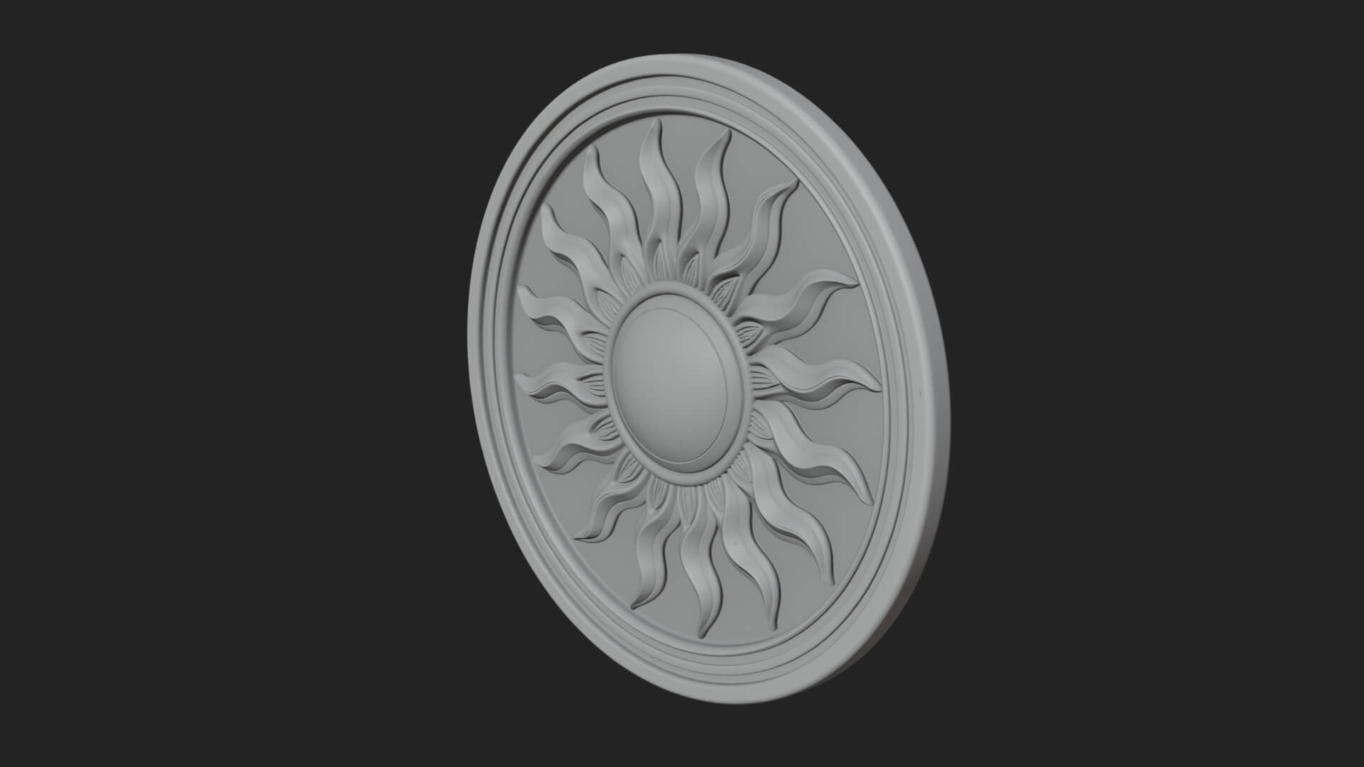 Flame Ray Sun Disc Plaque Design 3 3D Print Model 3D Model