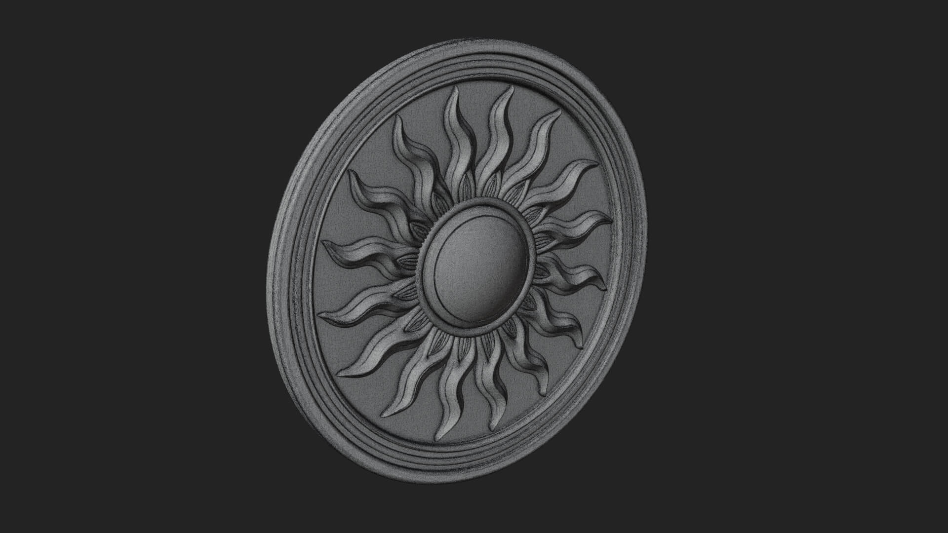 Flame Ray Sun Disc Plaque Design 3 3D Print Model 3D Model