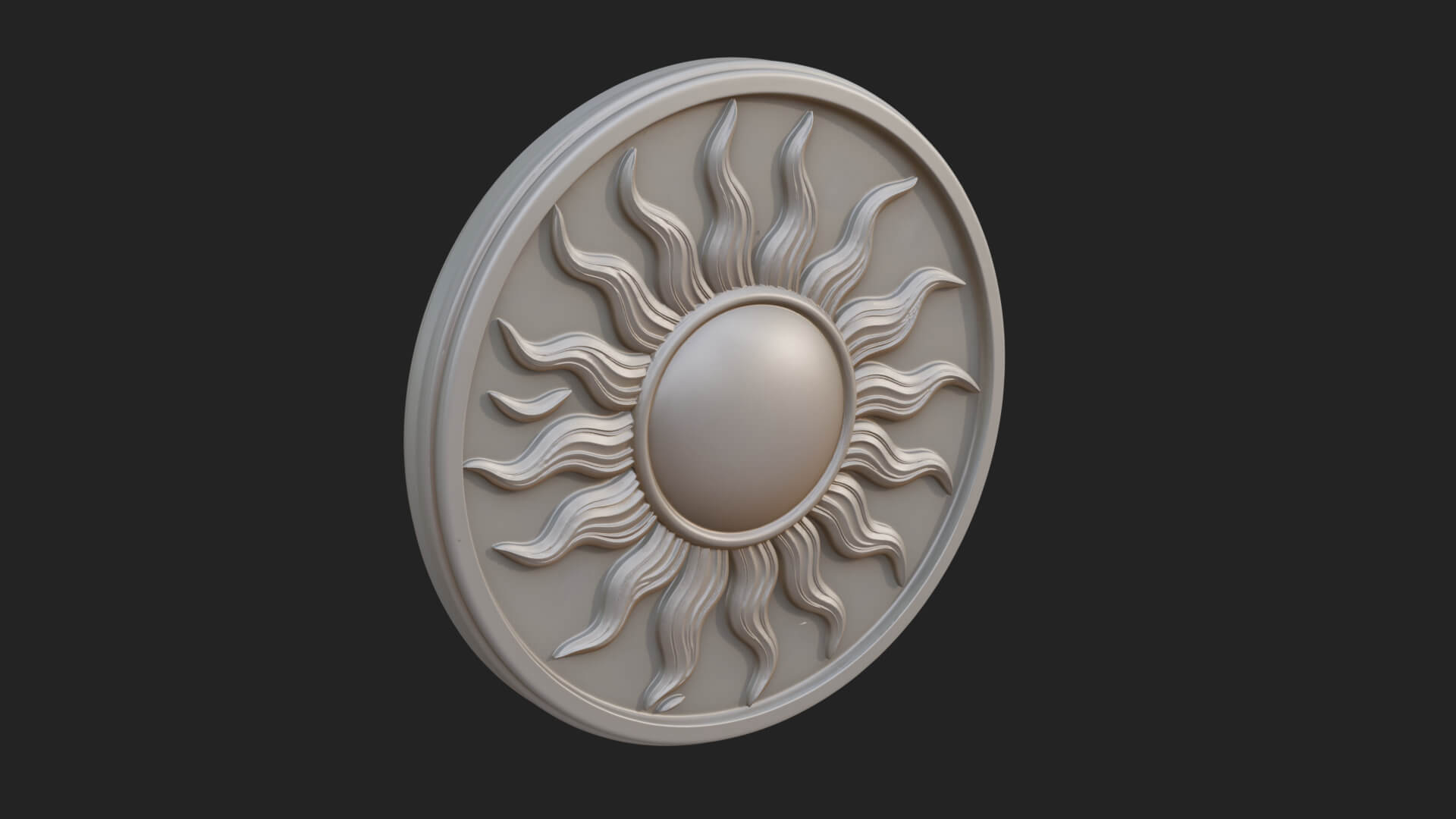 Flame Ray Sun Disc Plaque Design 4 3D Print Model 3D Model