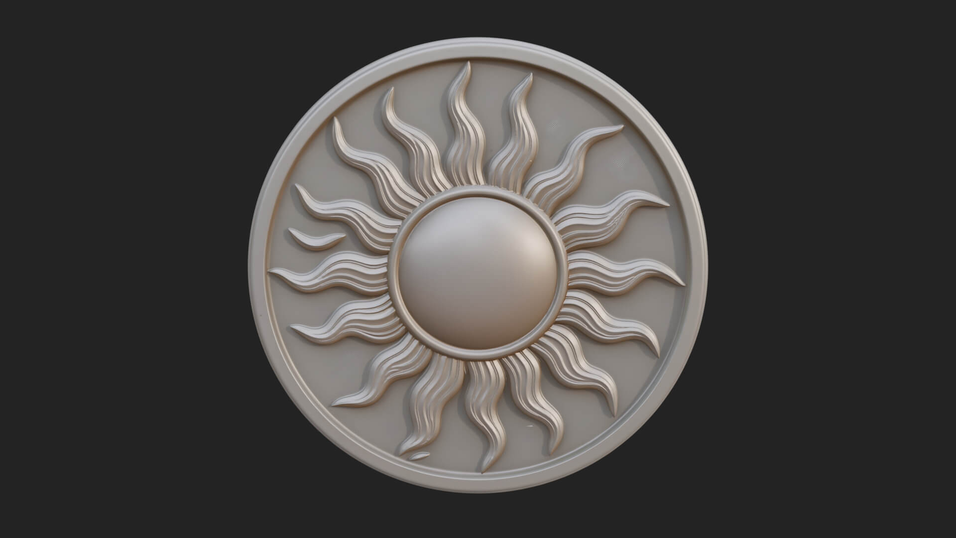 Flame Ray Sun Disc Plaque Design 4 3D Print Model 3D Model