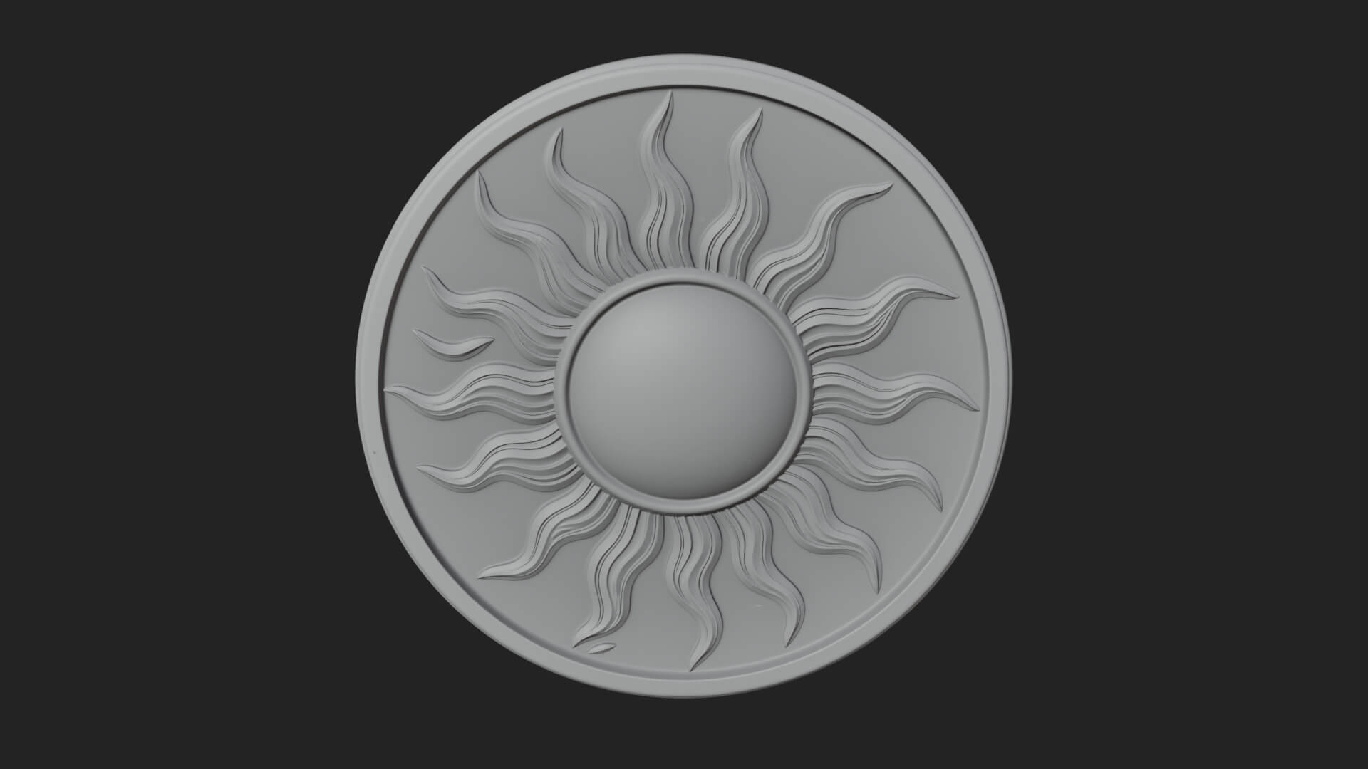 Flame Ray Sun Disc Plaque Design 4 3D Print Model 3D Model