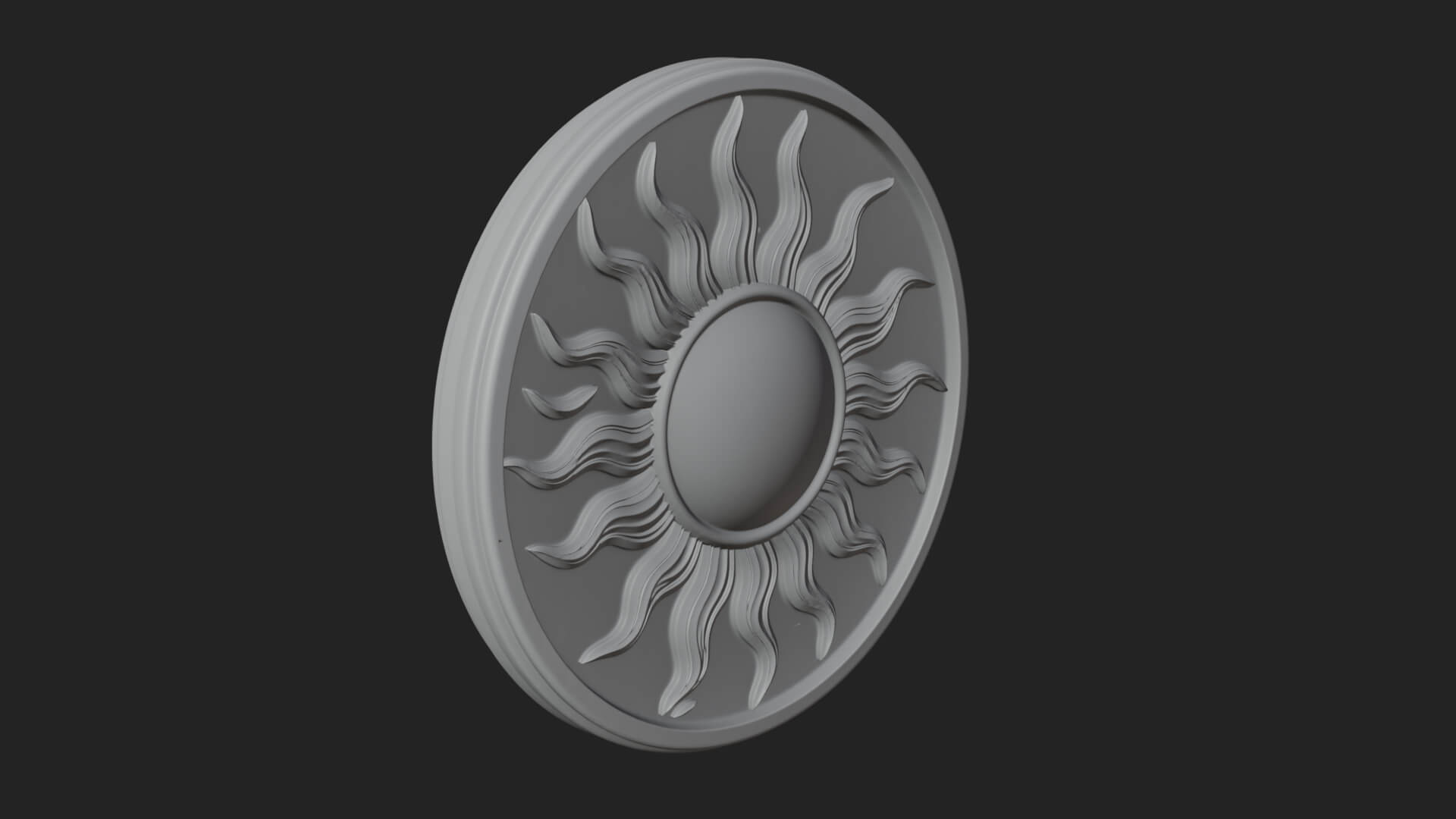 Flame Ray Sun Disc Plaque Design 4 3D Print Model 3D Model