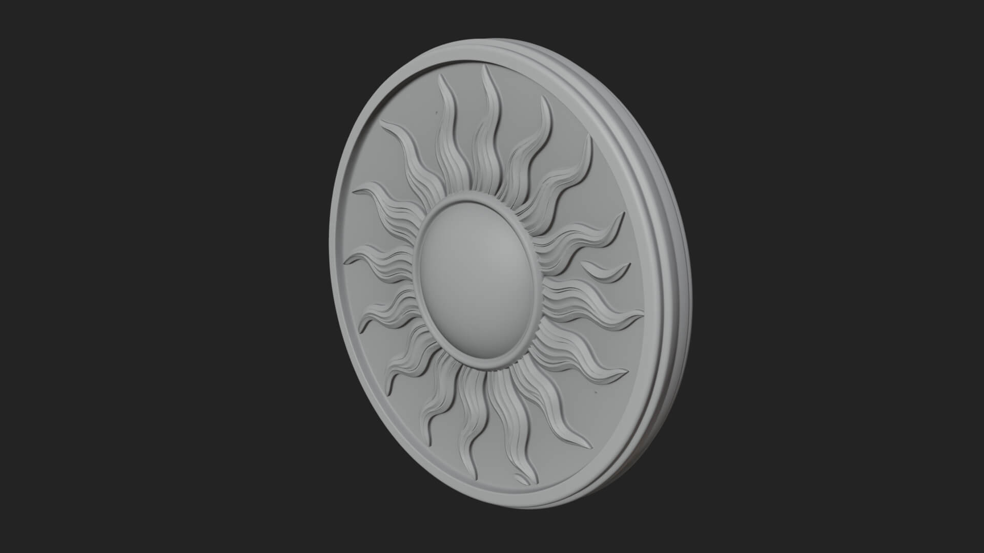 Flame Ray Sun Disc Plaque Design 4 3D Print Model 3D Model