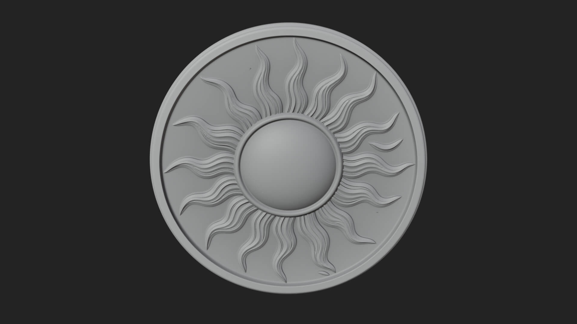 Flame Ray Sun Disc Plaque Design 4 3D Print Model 3D Model