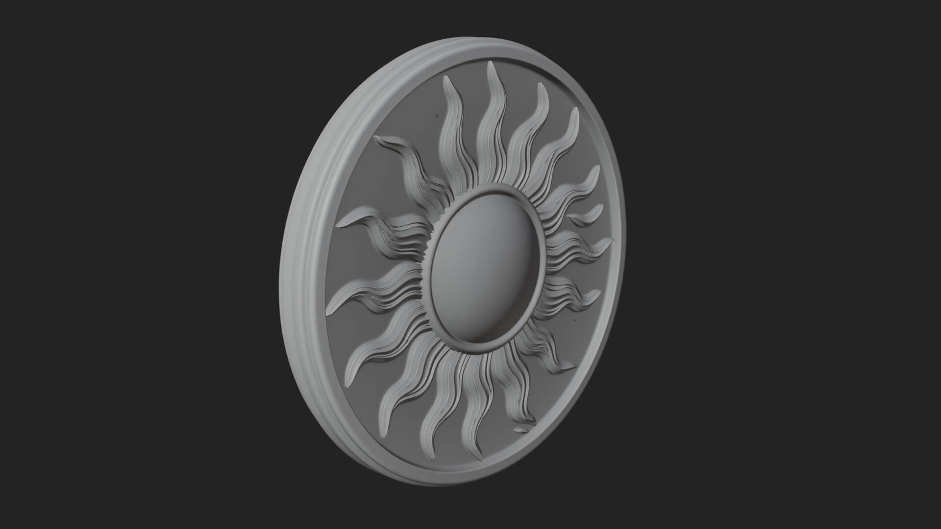 Flame Ray Sun Disc Plaque Design 4 3D Print Model 3D Model