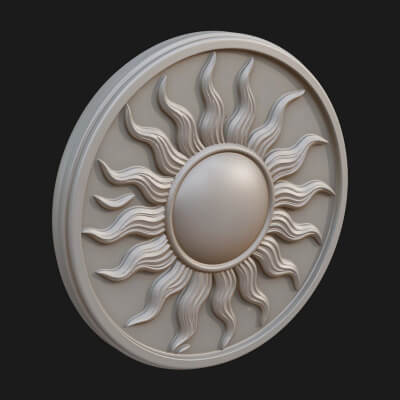 Flame Ray Sun Disc Plaque Design 4 3D Print Model
