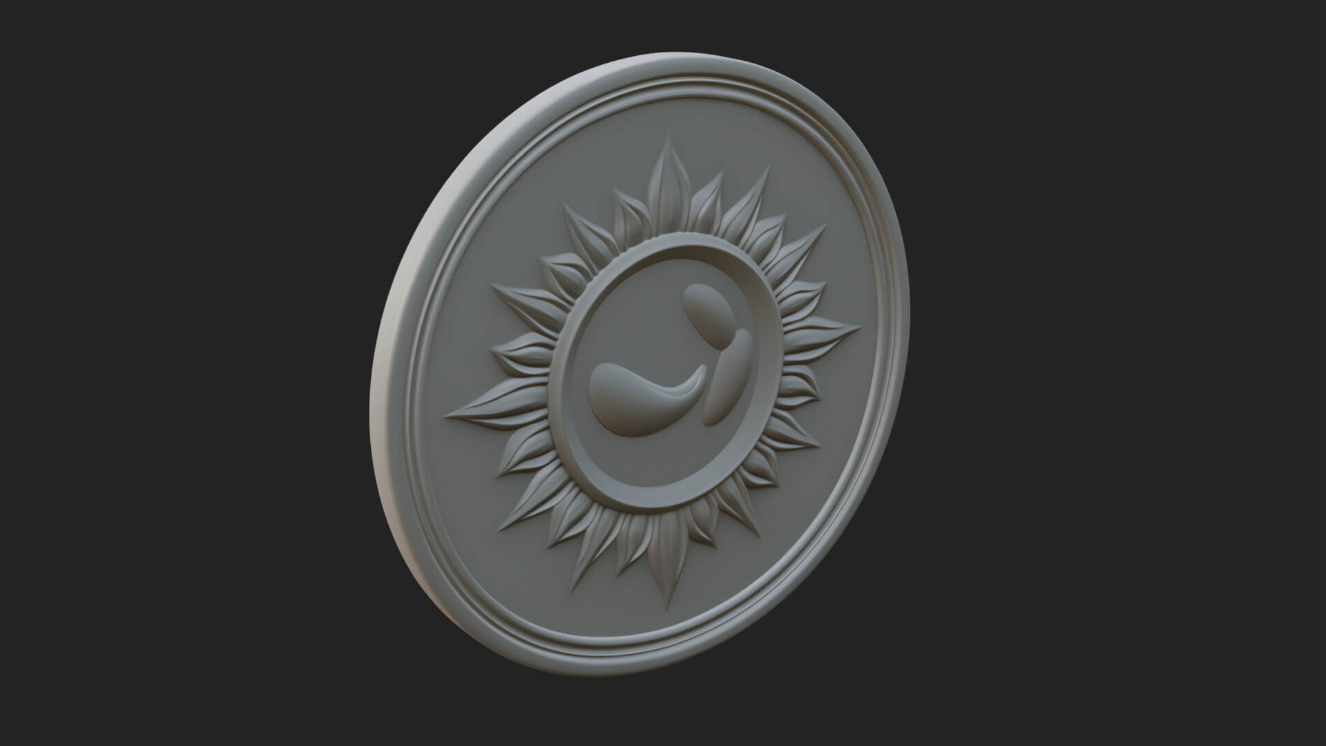Flame Ray Sun Disc Plaque Design 5 3D Print Model 3D Model