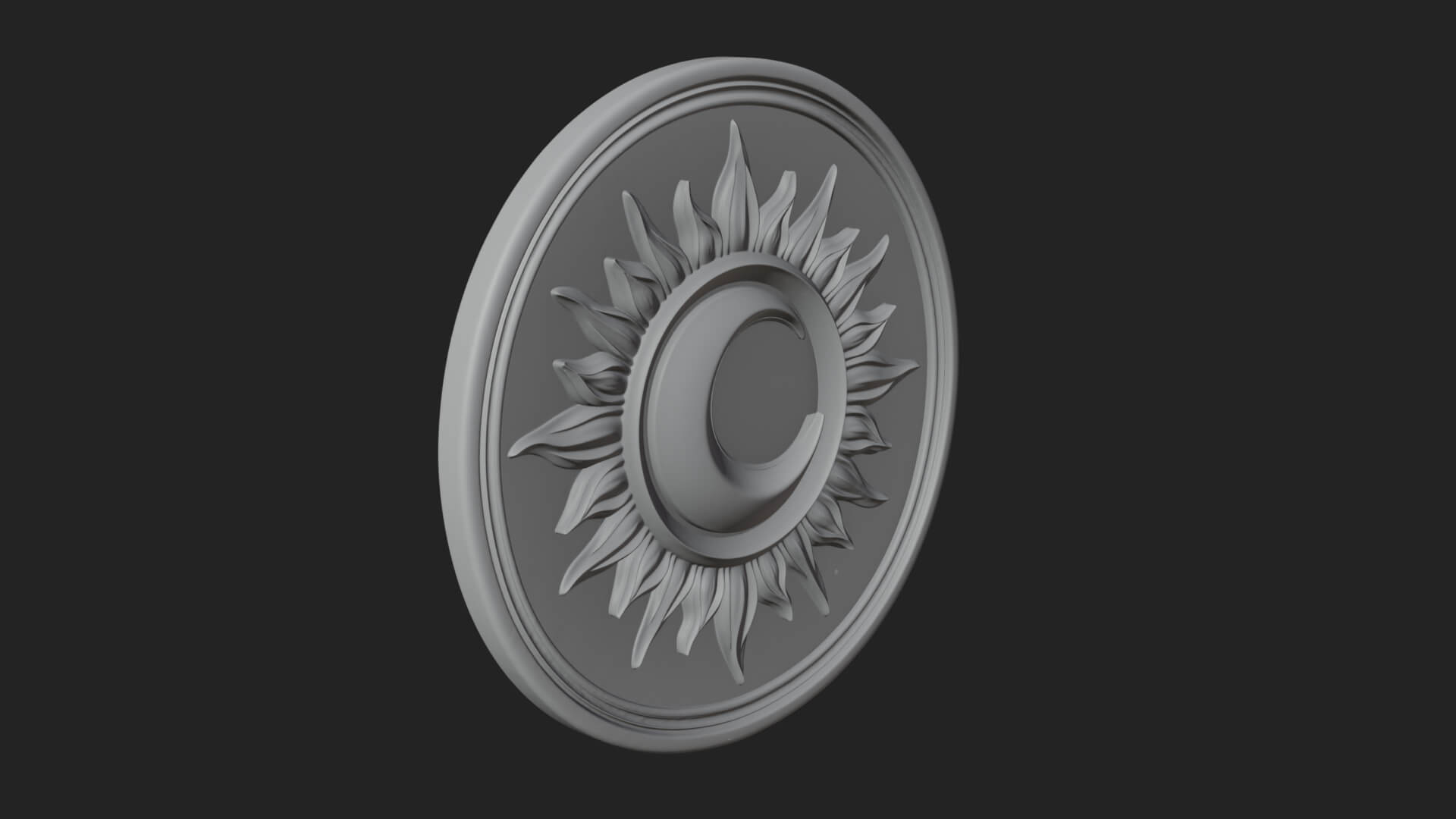 Flame Ray Sun Disc Plaque Design 5 3D Print Model 3D Model