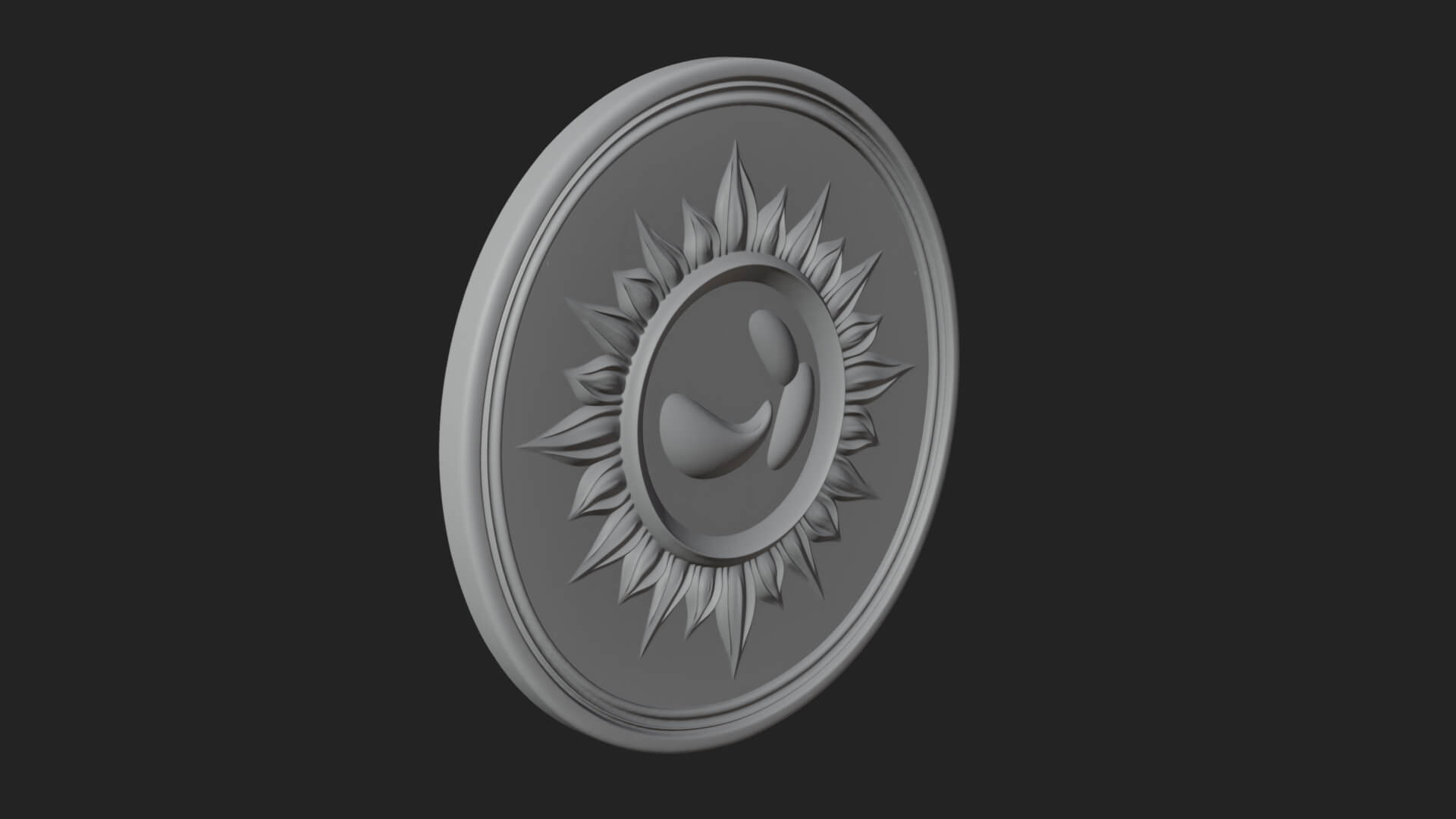 Flame Ray Sun Disc Plaque Design 5 3D Print Model 3D Model