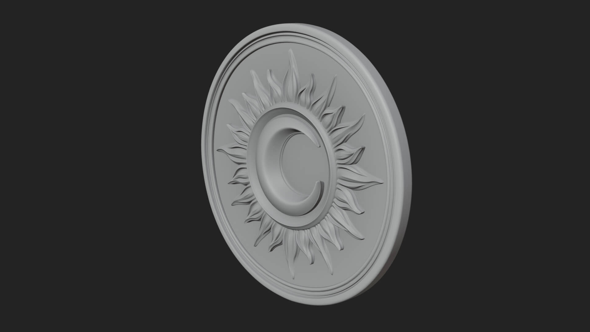 Flame Ray Sun Disc Plaque Design 5 3D Print Model 3D Model