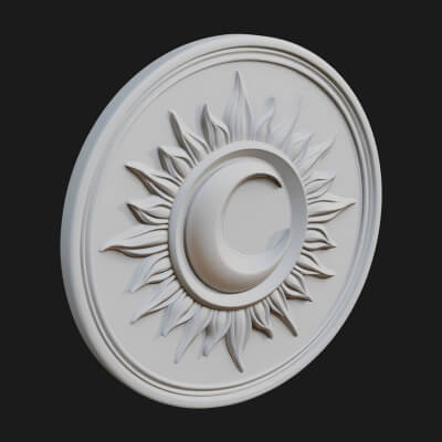 Flame Ray Sun Disc Plaque Design 5 3D Print Model