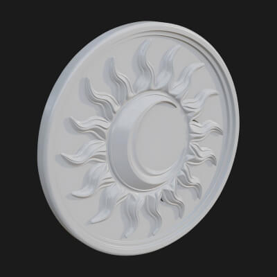 Flame Ray Sun Disc Plaque Design 6 3D Print Model