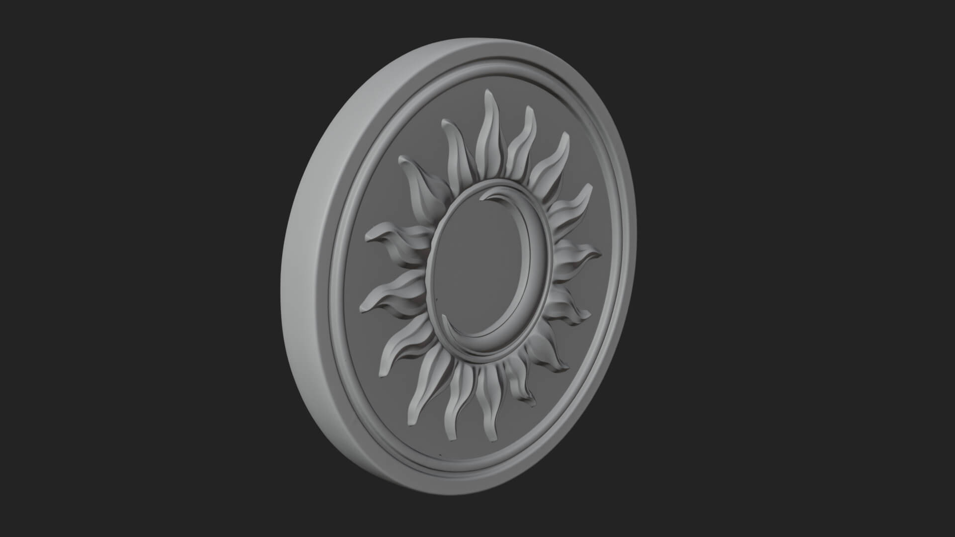 Flame Ray Sun Disc Plaque Design 7 3D Print Model 3D Model