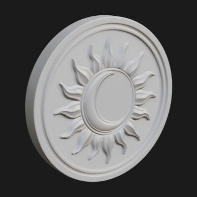 Flame Ray Sun Disc Plaque Design 7 3D Print Model