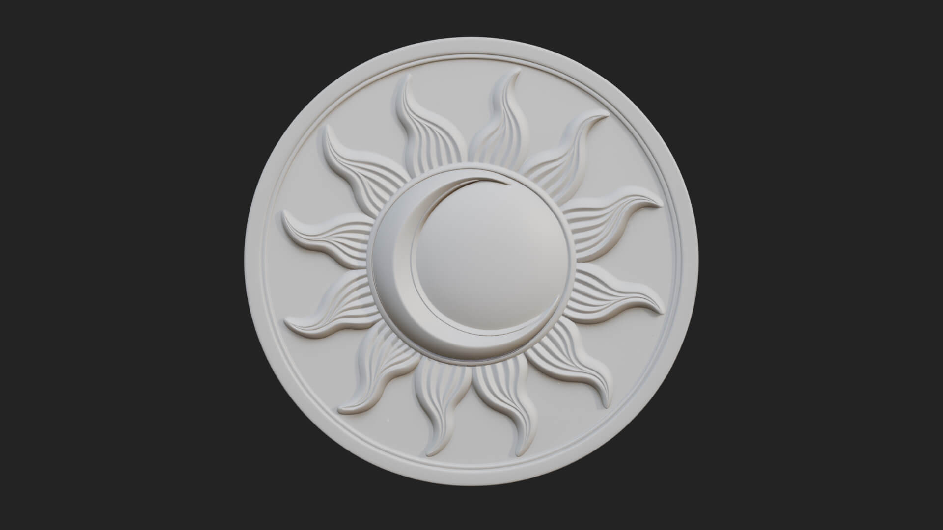 Flame Ray Sun Disc Plaque Design 8 3D Print Model 3D Model