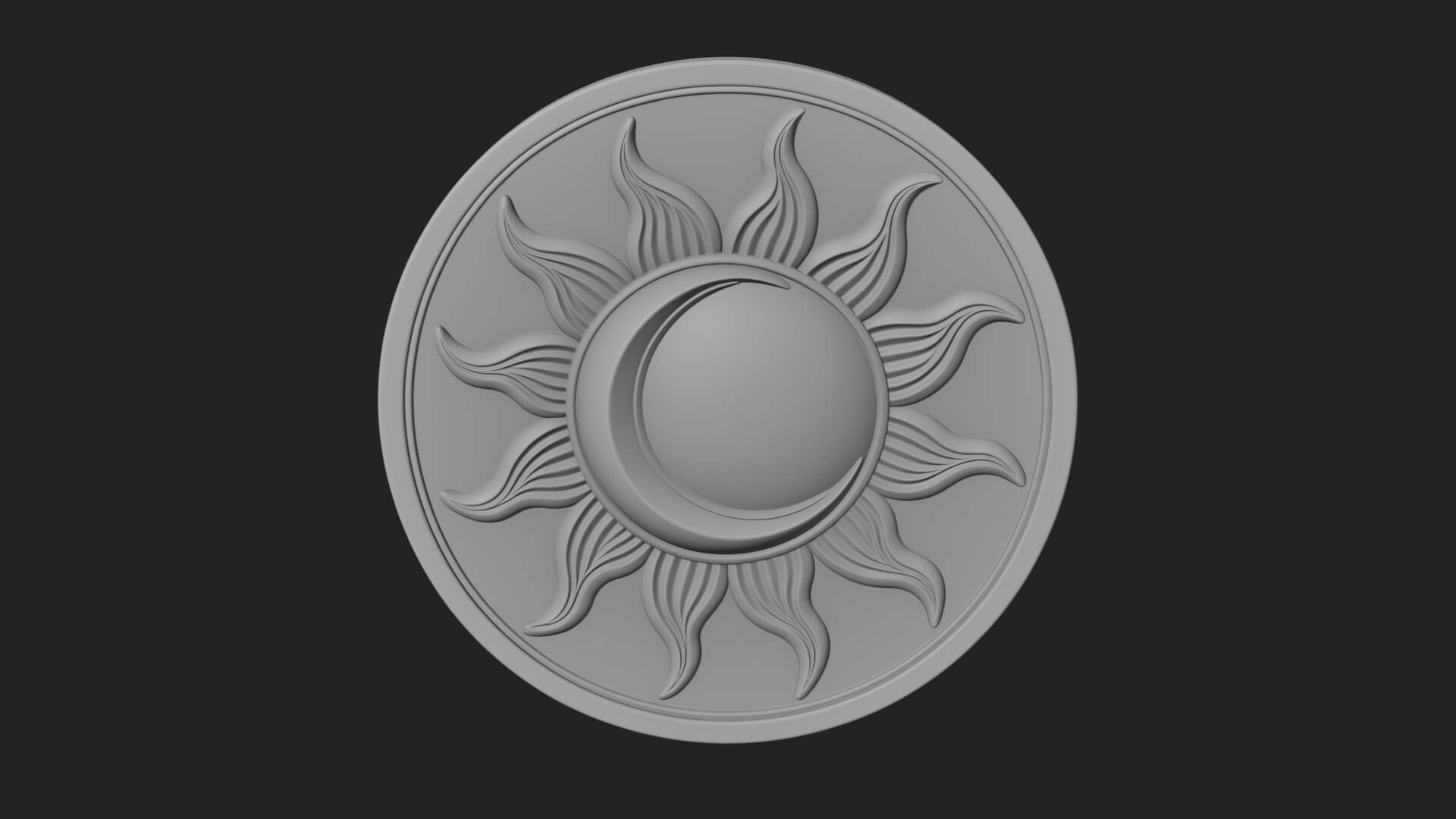Flame Ray Sun Disc Plaque Design 8 3D Print Model 3D Model