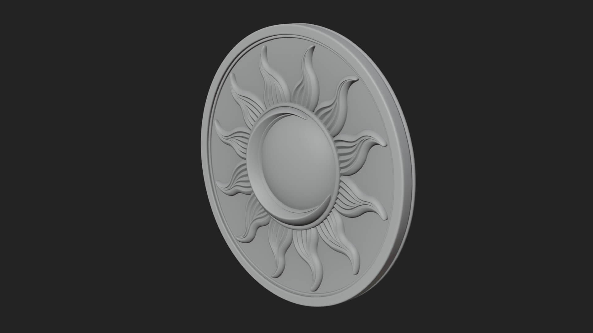 Flame Ray Sun Disc Plaque Design 8 3D Print Model 3D Model