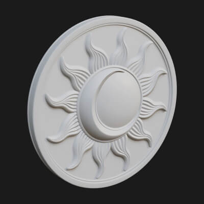 Flame Ray Sun Disc Plaque Design 8 3D Print Model