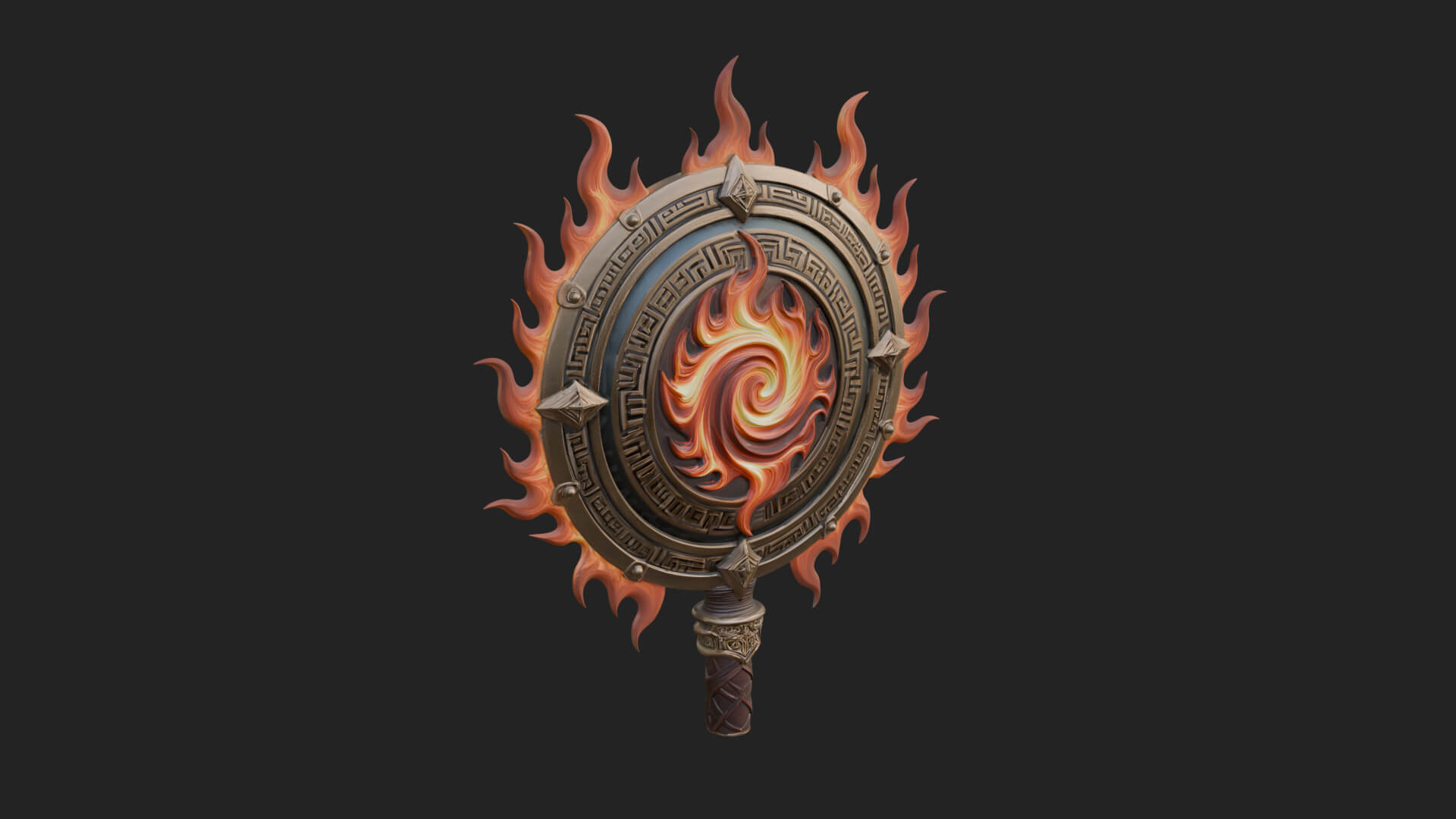Flame Ringed Shield Model Design 1 3D Print Model 3D Model
