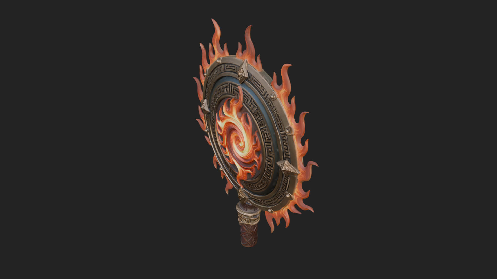Flame Ringed Shield Model Design 1 3D Print Model 3D Model