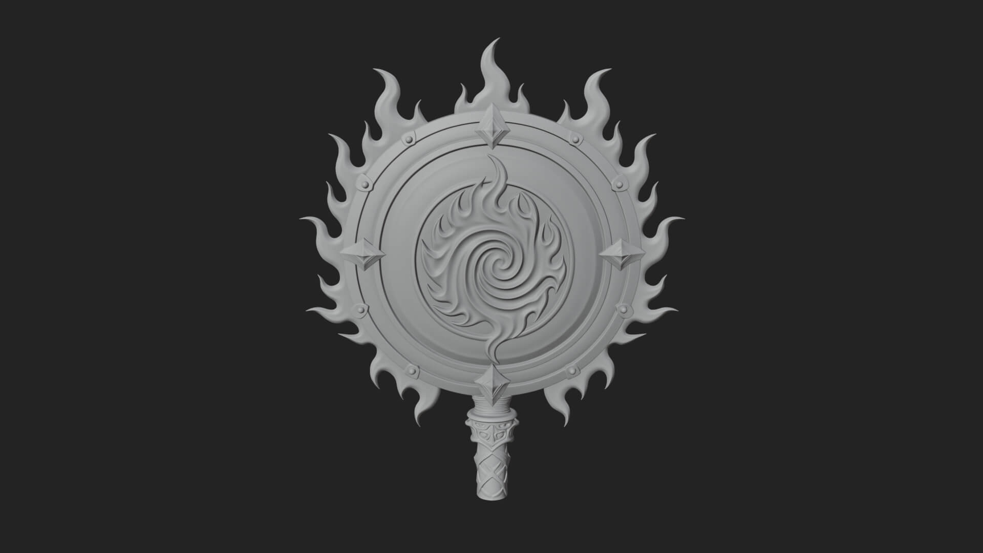 Flame Ringed Shield Model Design 1 3D Print Model 3D Model