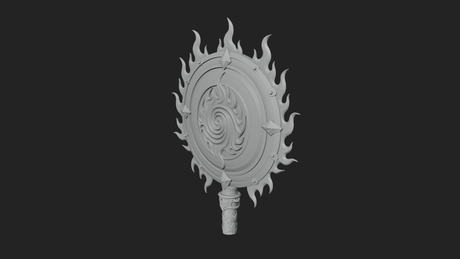 Flame Ringed Shield Model Design 1 3D Print Model 3D Model