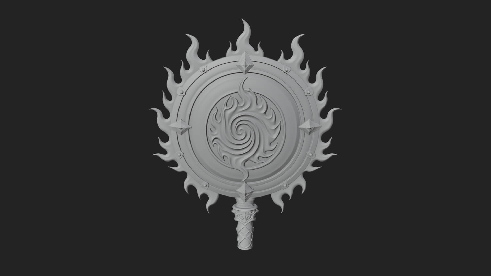 Flame Ringed Shield Model Design 1 3D Print Model 3D Model