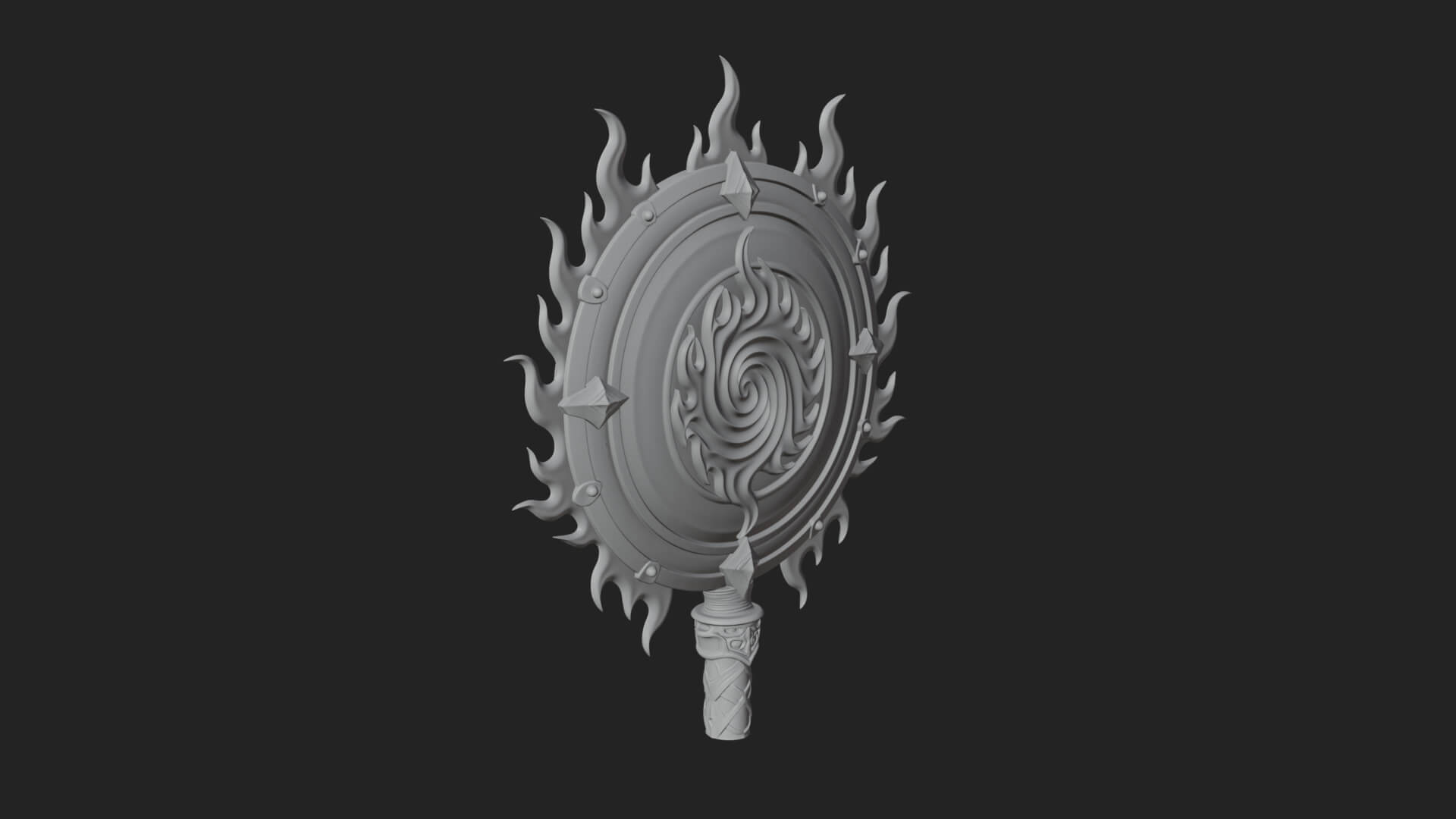 Flame Ringed Shield Model Design 1 3D Print Model 3D Model