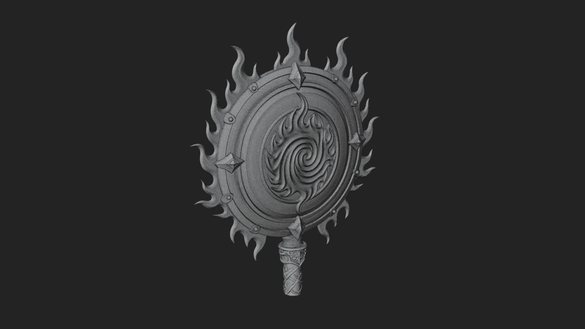 Flame Ringed Shield Model Design 1 3D Print Model 3D Model